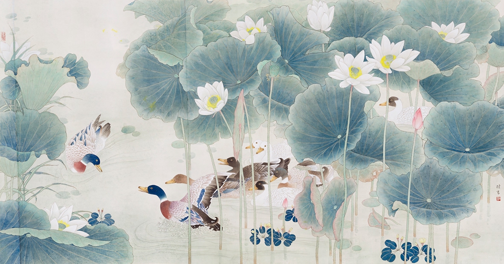工笔花鸟画传递对美的热爱 喻继高绘画展亮相中国美术馆