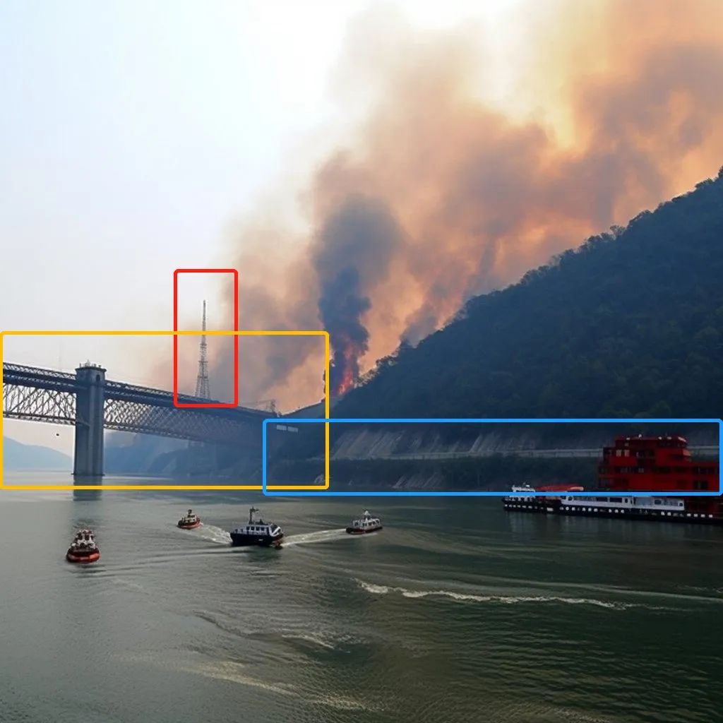 这几张图显示三峡大坝着火和决堤现场假的实际情况是这样